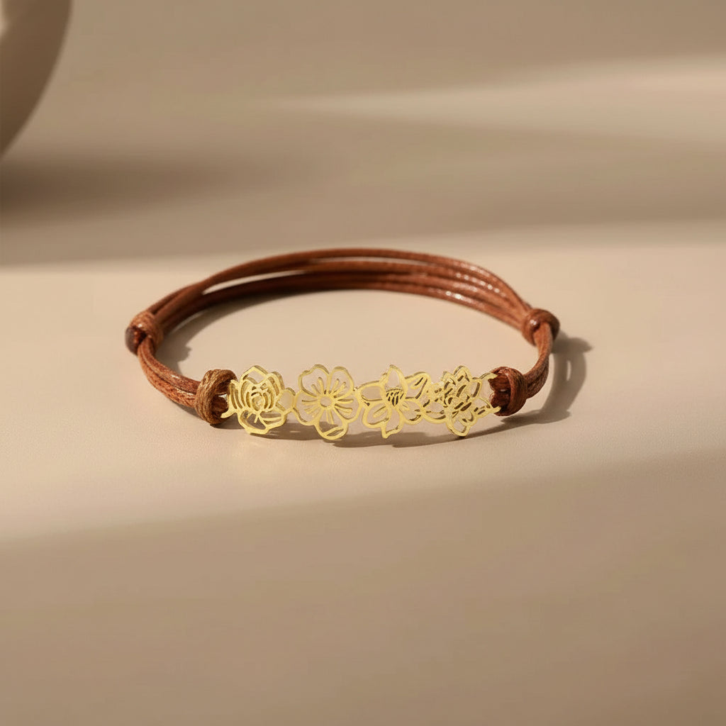 Personalized Flower Bracelet Birth Month Flower