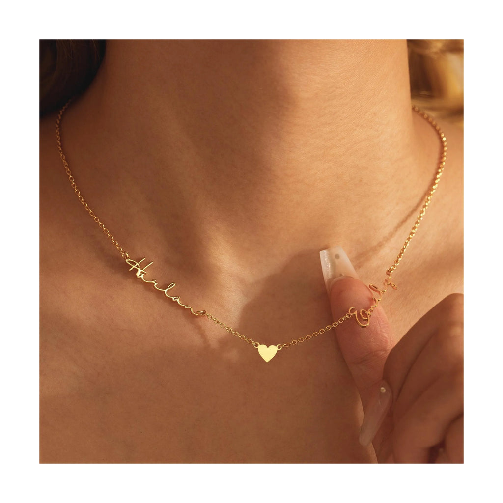 Custom Two-Name Heart Pendant Necklace