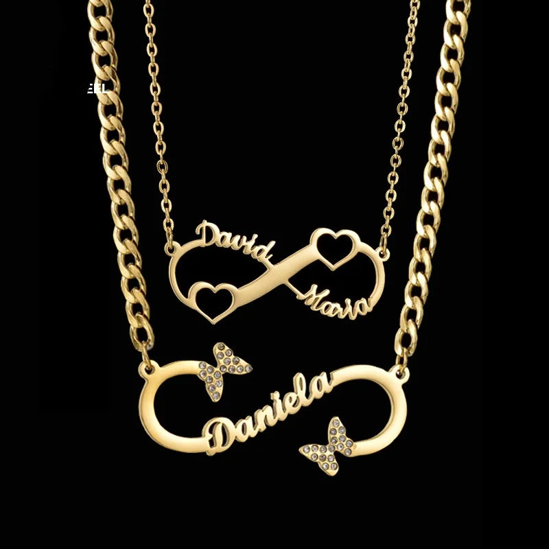 Personalized Double Name Heart Necklaces