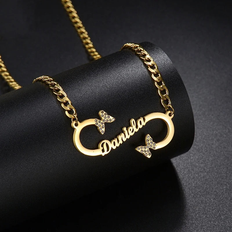 Personalized Double Name Heart Necklaces