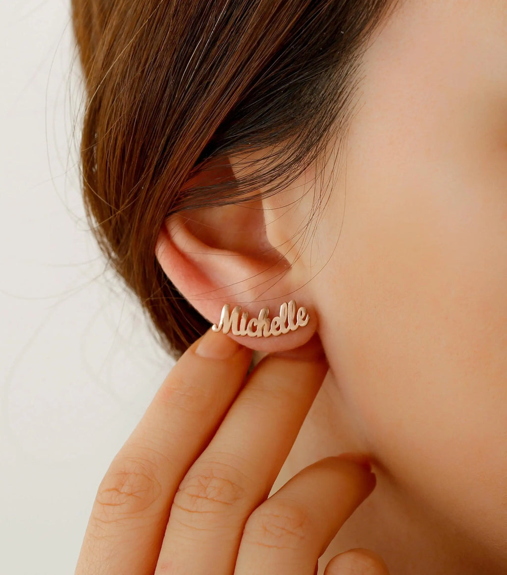 Personalized Stainless Steel Earrings Gold Plated