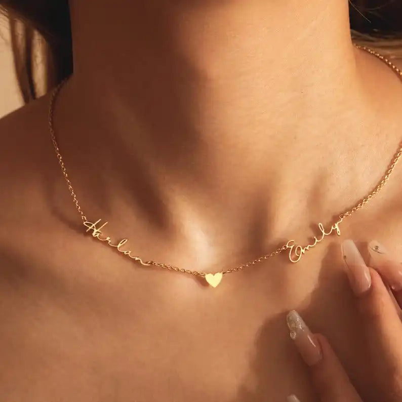 Custom Two-Name Heart Pendant Necklace