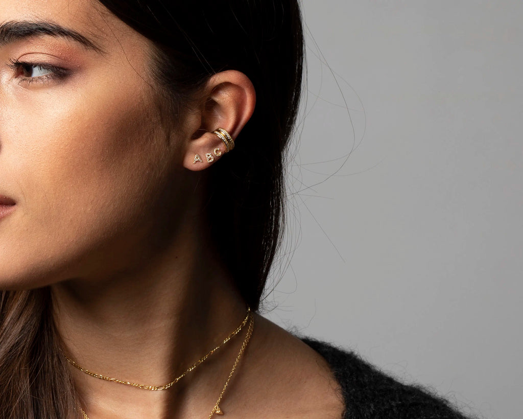 Personalized A-Z Zircon Alphabet Stud Earring