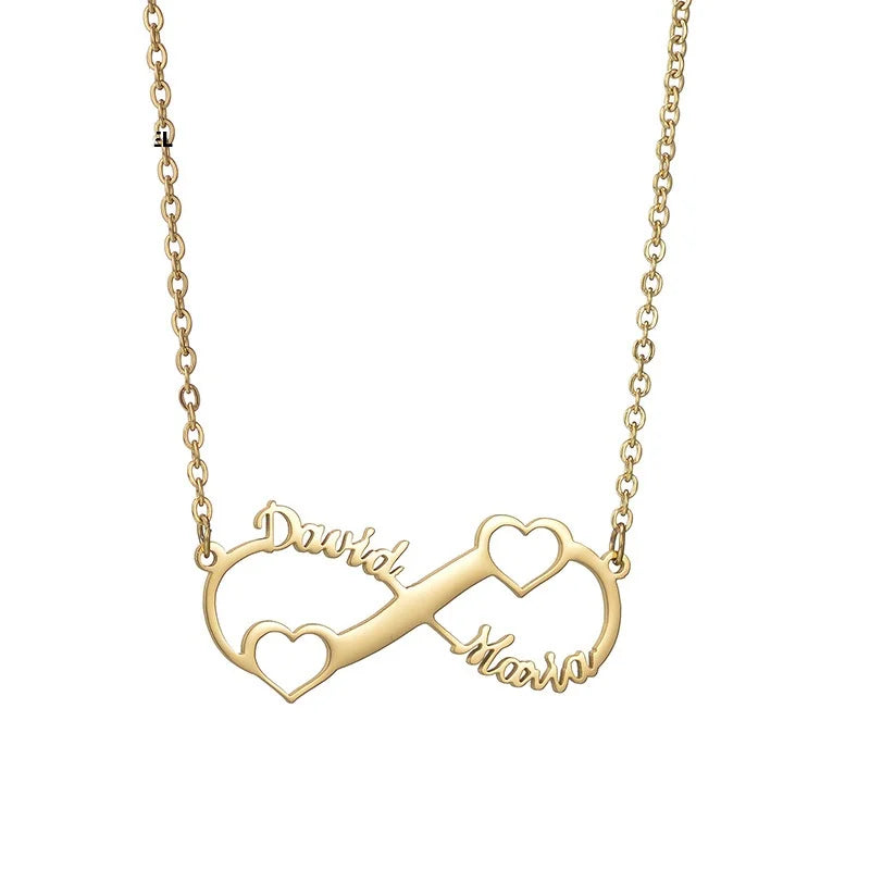 Personalized Double Name Heart Necklaces