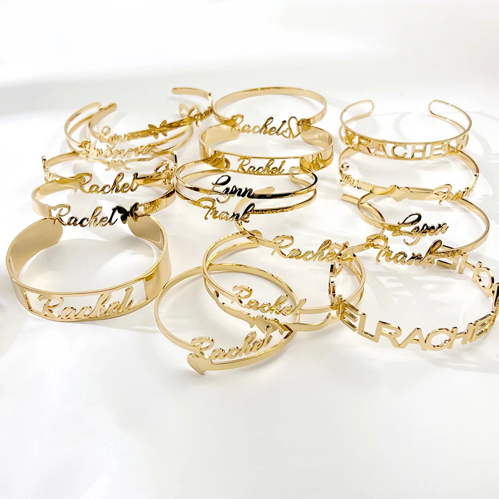 Personalized 18k Gold Plated Stainless Steel Name Bracelet