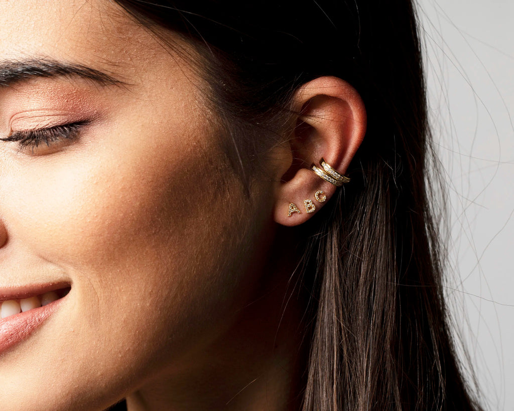 Personalized A-Z Zircon Alphabet Stud Earring