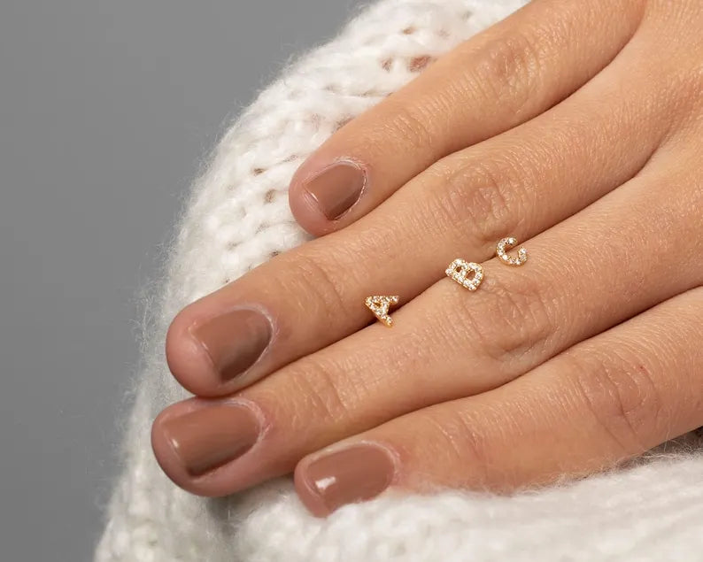 Personalized A-Z Zircon Alphabet Stud Earring