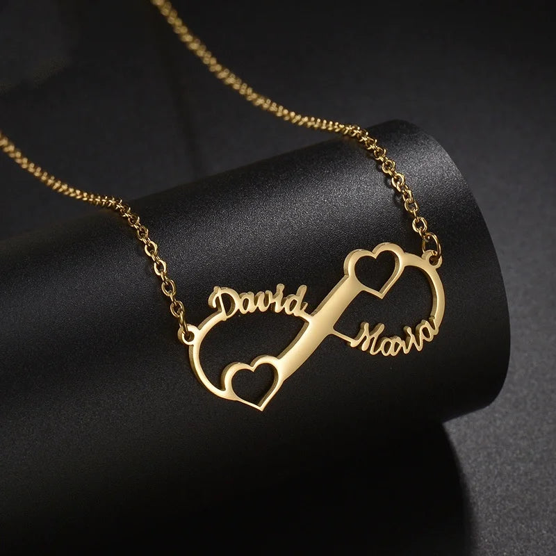 Personalized Double Name Heart Necklaces