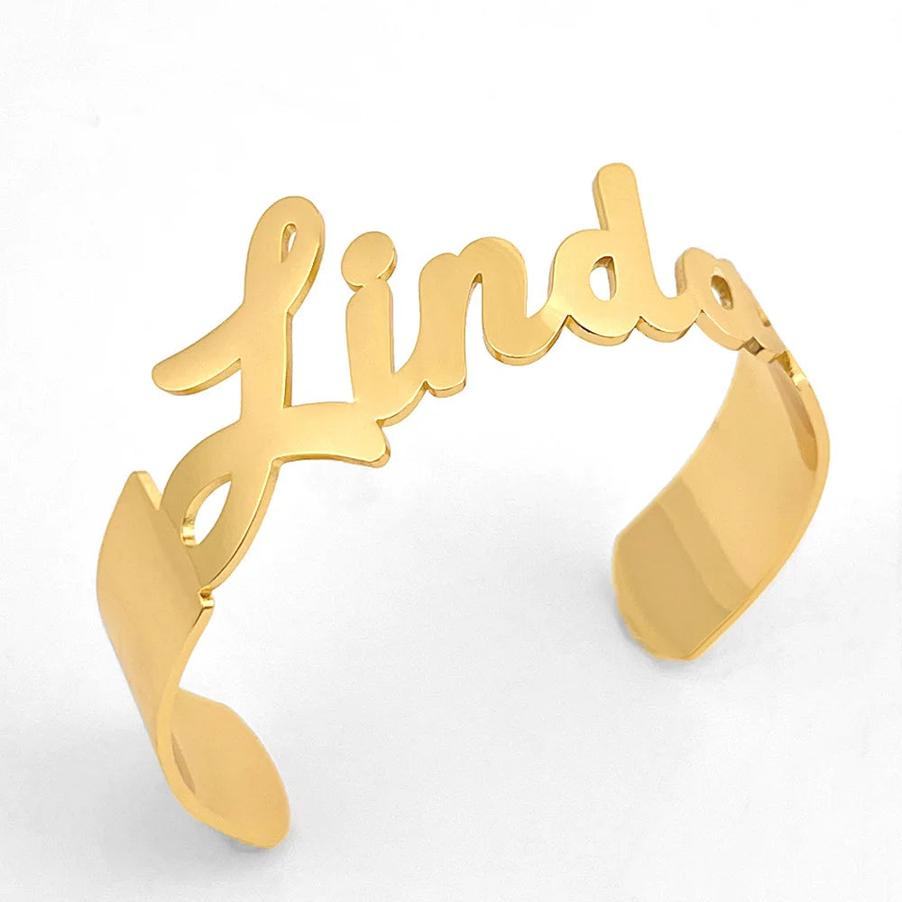 Personalized 18k Gold Plated Stainless Steel Name Bracelet