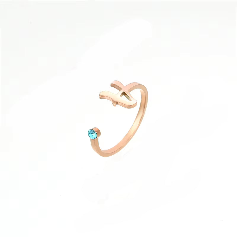 Custom Initial Birthstone Ring